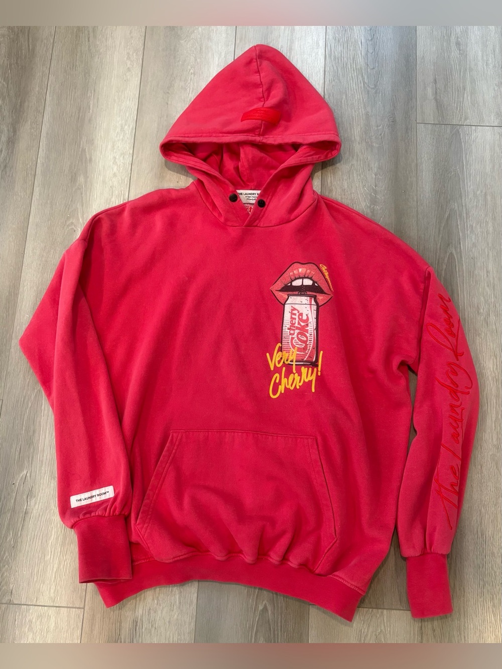 The Laundry Room Very Cherry Graphic Hoodie Rare- Bright Red